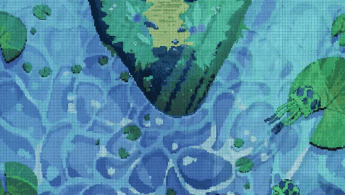 A Pixel Art Of A Turtle Swimming In A Body Of Water GIF
