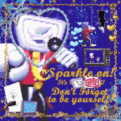 A Pixel Art Of A Tv With The Words " Sparkle On " GIF