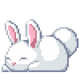 A Pixel Art Of A White Bunny With Pink Ears Sticker