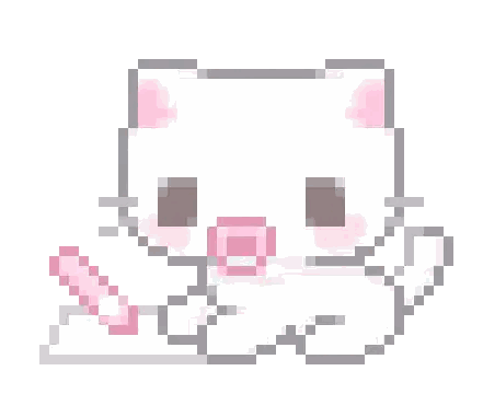 A Pixel Art Of A White Cat With Pink Ears And A Pink Heart . Sticker