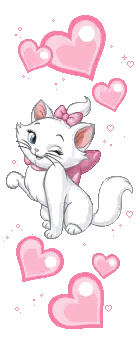 A Pixel Art Of A White Cat With Pink Hearts Around It Sticker