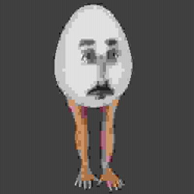 A Pixel Art Of A White Egg With A Surprised Face And A Tongue Sticking Out . GIF