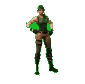 A Pixel Art Of A Woman Dancing With A Green Background . Sticker