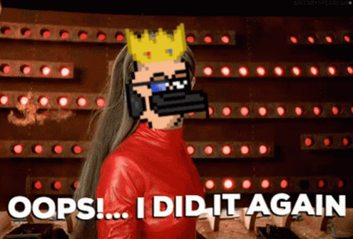 A Pixel Art Of A Woman With A Crown On Her Head Saying " Oops I Did It Again " GIF