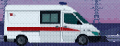 A Pixel Art Of An Ambulance With A Red And White Stripe GIF