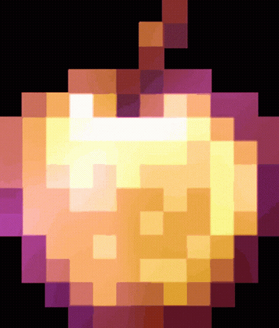 A Pixel Art Of An Apple With A Purple Stem GIF