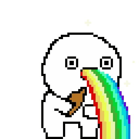 A Pixel Art Of An Elephant Eating An Ice Cream Cone And Throwing A Rainbow Out Of Its Mouth . Sticker