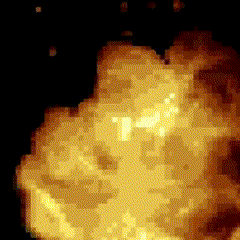 A Pixel Art Of An Explosion With The Number 7 Visible In The Middle GIF