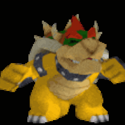 A Pixel Art Of Bowser With A Crown On His Head GIF