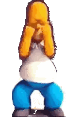 A Pixel Art Of Homer Simpson Covering His Face With His Hands Sticker