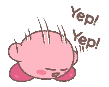 A Pixel Art Of Kirby Saying Yep Sticker