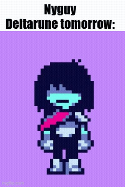 A Pixel Art Of Kris From Undertale Wearing Sunglasses And A Red Scarf . GIF