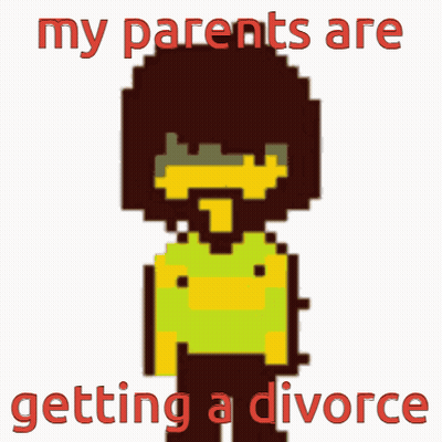 A Pixel Art Of Kris From Undertale With The Words My Parents Are Getting A Divorce GIF