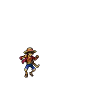 A Pixel Art Of Luffy From One Piece Flying In The Air . Sticker
