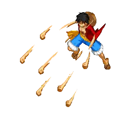 A Pixel Art Of Luffy From One Piece With A Straw Hat On Sticker