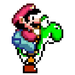 A Pixel Art Of Mario Riding A Yoshi Sticker