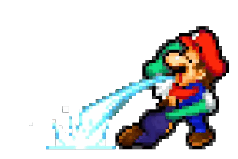 A Pixel Art Of Mario Squirting Water From A Hose . Sticker