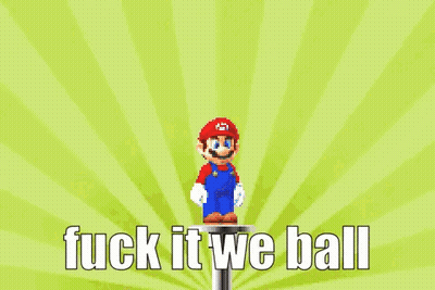 A Pixel Art Of Mario Standing On Top Of A Yellow Button . GIF