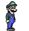 A Pixel Art Of Mario Wearing A Green Hat And Overalls . Sticker