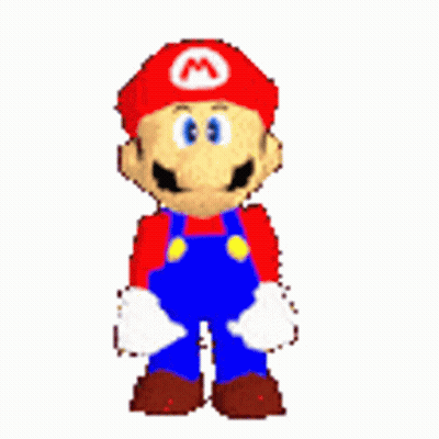 A Pixel Art Of Mario Wearing Overalls And A Red Hat . GIF