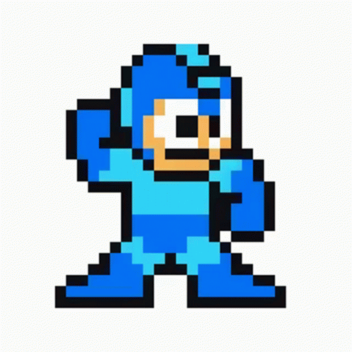 A Pixel Art Of Mega Man From The Video Game Mega Man . GIF