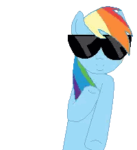 A Pixel Art Of Rainbow Dash Wearing Sunglasses Sticker