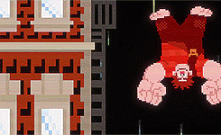 A Pixel Art Of Ralph Breaks The Internet Hanging Upside Down GIF