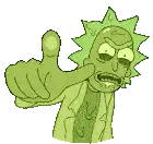 A Pixel Art Of Rick From Rick And Morty Giving A Thumbs Up . Sticker