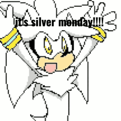 A Pixel Art Of Silver The Hedgehog Says It 'S Silver Monday GIF