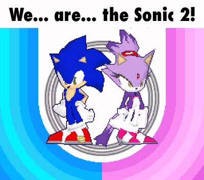 A Pixel Art Of Sonic And Blaze With The Words We Are The Sonic 2 GIF