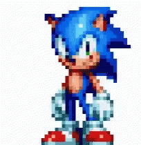 A Pixel Art Of Sonic The Hedgehog Giving A Thumbs Up Sign GIF