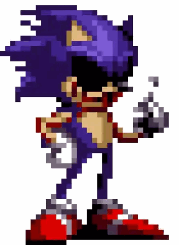 A Pixel Art Of Sonic The Hedgehog Holding A Gun . Sticker