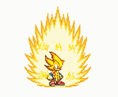 A Pixel Art Of Sonic The Hedgehog Standing In Front Of A Flame GIF