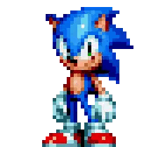 A Pixel Art Of Sonic The Hedgehog Waving His Hand Sticker