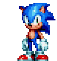 A Pixel Art Of Sonic The Hedgehog With A White Background Sticker