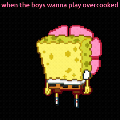 A Pixel Art Of Spongebob With A Flower On His Head GIF