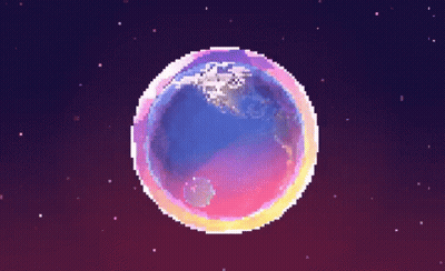 A Pixel Art Of The Earth In A Bubble GIF