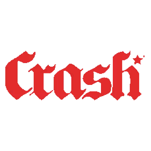 A Pixel Art Of The Word Crash In Purple Letters Sticker