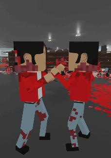A Pixel Art Of Two Men Fighting With Blood On Their Pants GIF