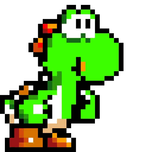 A Pixel Art Of Yoshi From Super Mario Bros Is Standing On A White Background . Sticker