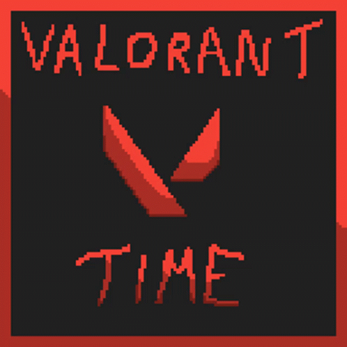 A Pixel Art Poster For Valorant Time With A Red V On A Black Background GIF
