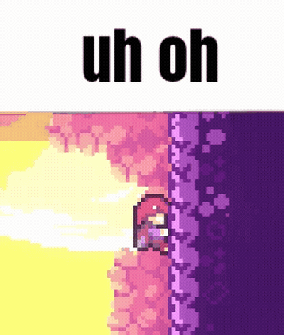 A Pixel Art Scene With The Words Uh Oh On The Top GIF