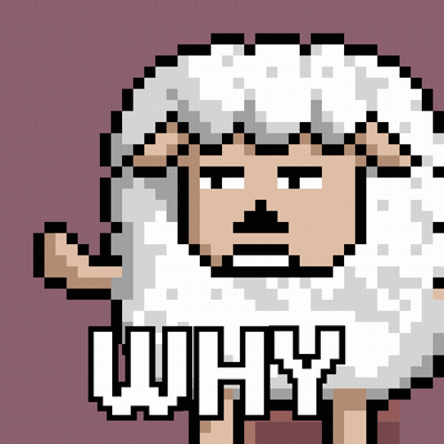 A Pixel Art Sheep With The Word Why On Its Shirt GIF