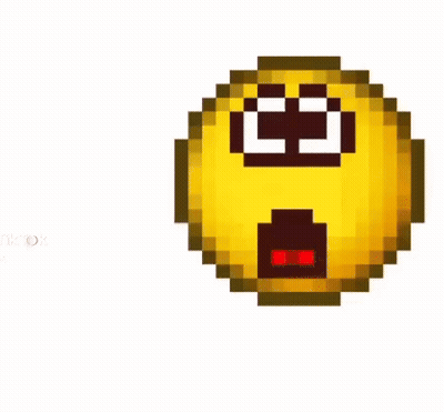 A Pixel Art Smiley Face With A Hand Pointing To It . GIF