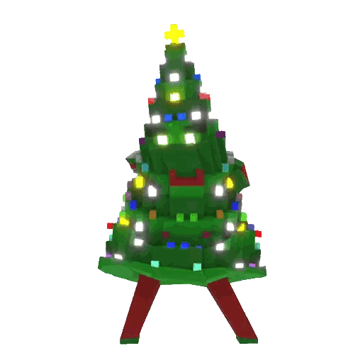 A Pixelated Christmas Tree With A Cross On Top Of It Sticker