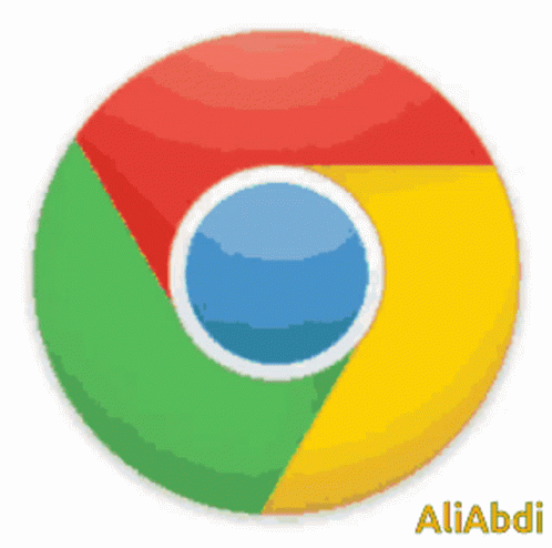 A Pixelated Google Chrome Logo With The Name Aliabdi Underneath It GIF
