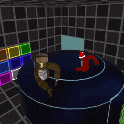 A Pixelated Gorilla Wearing A Fur Hat And A Patch That Says Random GIF