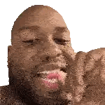 A Pixelated Image Of A Bald Man With A Beard And Red Lips . Sticker