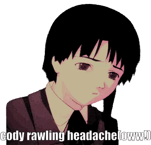 A Pixelated Image Of A Boy With The Words Cody Rawling Headache Sticker