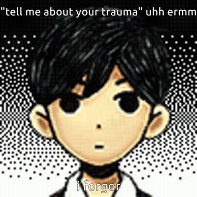 A Pixelated Image Of A Boy With The Words " Tell Me About Your Trauma " GIF
